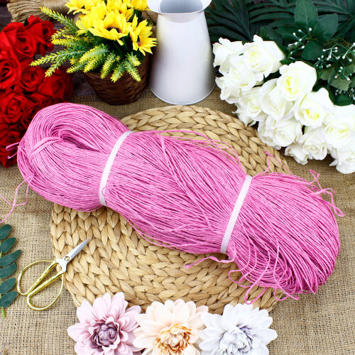 El İşi Kağıt İp Sarılmış Örülmeye Hazır 350 Gr Pembe Renk - Toptanalim (1)
