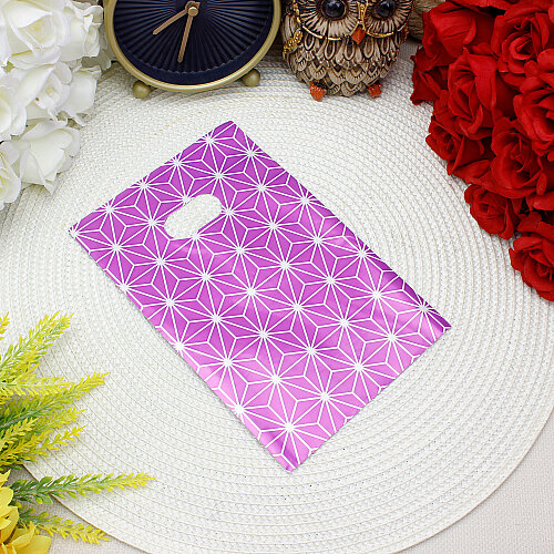 Geometrik Desenli Hediyelik El Geçme Poşeti Mor 13x20 cm 50’li Paket - Toptanalim