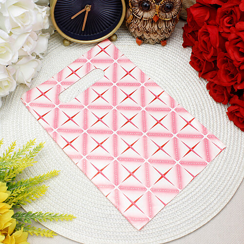 Geometrik Desenli Hediyelik El Geçme Poşeti Pembe 17x25 cm 50’li Paket - Toptanalim