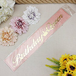 Gold Yazılı Birthday Queen Pembe Renk Kuşak - 2
