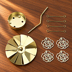  Gül Figürlü Isı ile Dönen Metal Tealight Mumluk Gold - 3