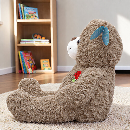 Gül Nakışlı Peluş Ayı Vizon 55 cm - Toptanalim (1)