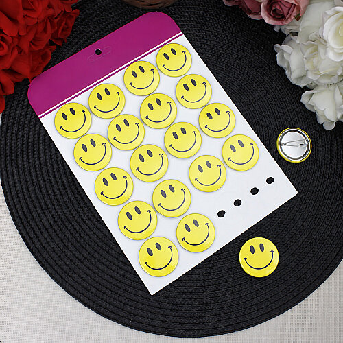  Gülen Yüz Emoji Rozeti 20’li Paket - Toptanalim (1)