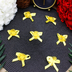 Güllü Saten Fiyonk Sarı 5 Cm - 1