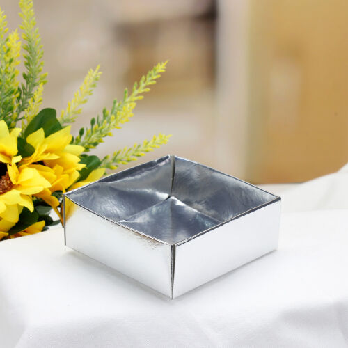 Gümüş Altlık 8x8x3 cm - Kare Dekor