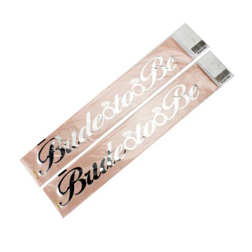 Gümüş Yazı Bride To Be Pembe Renk Kuşak - Kare Dekor (1)