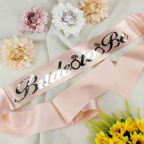 Gümüş Yazı Bride To Be Pembe Renk Kuşak - Kare Dekor