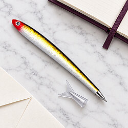 Hamsi Tasarımlı Tükenmez Kalem Gold Sarı 14 cm - 2