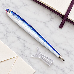 Hamsi Tasarımlı Tükenmez Kalem Mavi Gümüş 14 cm - 2