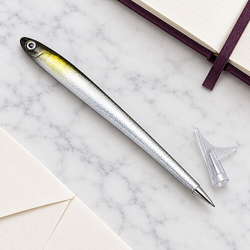 Hamsi Tasarımlı Tükenmez Kalem Sarı Gümüş 14 cm - Toptanalim (1)