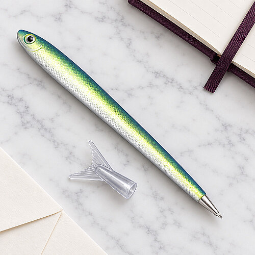  Hamsi Tasarımlı Tükenmez Kalem Yeşil Sarı 14 cm - Toptanalim (1)