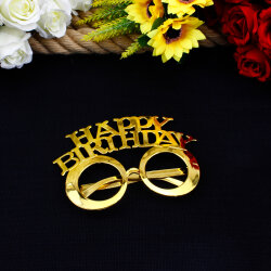 Happy Birthday Alt Alta Yazılı Parti Gözlüğü Gold 12'li Paket - 2