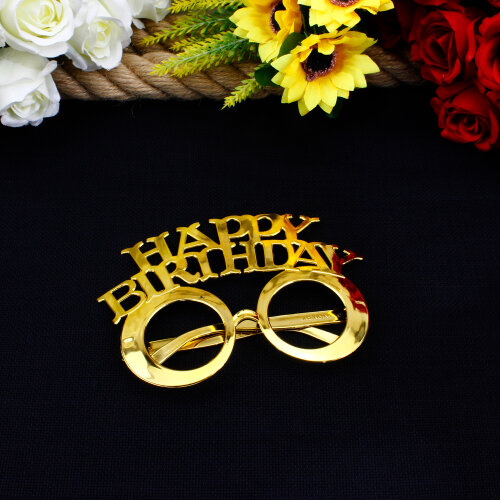 Happy Birthday Alt Alta Yazılı Parti Gözlüğü Gold 12'li Paket - Toptanalim (1)