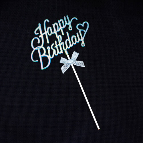 Happy Birthday Pasta Süsü Metalik Mavi - Toptanalim (1)