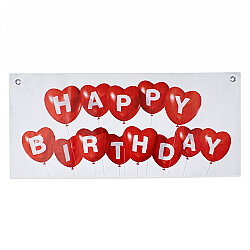 Happy Birthday Yazılı Kalp Balon Desenli Doğum Günü Parti Fon Afişi 80 cm - 2