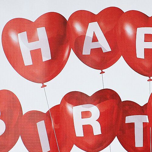 Happy Birthday Yazılı Kalp Balon Desenli Doğum Günü Parti Fon Afişi 80 cm - 3