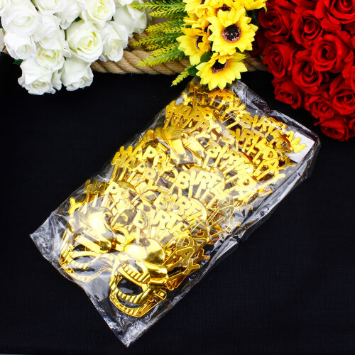 Happy Birthday Yazılı Parti Gözlüğü Gold 12’li Paket - 5