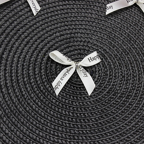 Happy Everyday Baskılı Saten Fiyonk 5 cm Krem - Toptanalim (1)