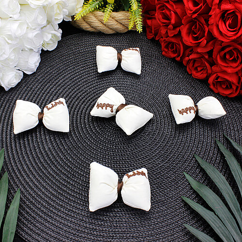 Happy Yazı İşlemeli Dolgulu Fiyonk Krem 7 cm - Toptanalim
