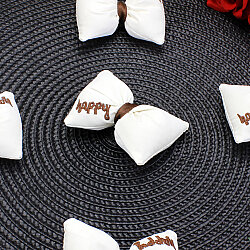 Happy Yazı İşlemeli Dolgulu Fiyonk Krem 7 cm - 2