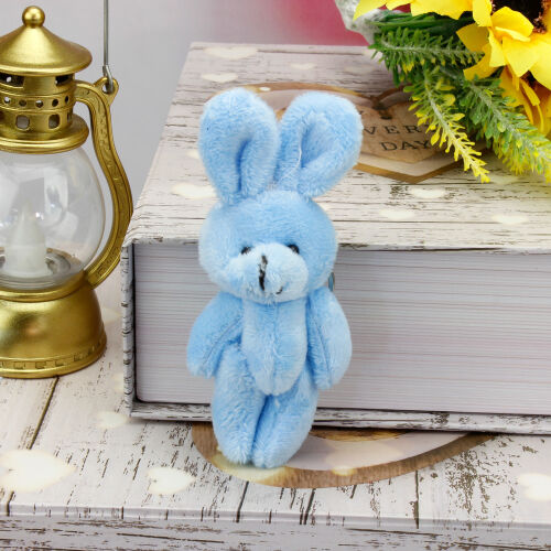 Hareketli Mavi Peluş Tavşan 12'li Paket - Kare Dekor (1)