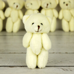 Büyük Boy Hareketli Peluş Ayıcık Anahtarlık Krem 12'li Paket - 2
