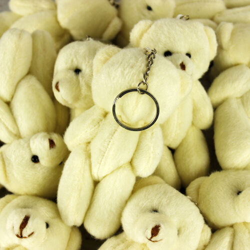 Büyük Boy Hareketli Peluş Ayıcık Anahtarlık Krem 12'li Paket - 3