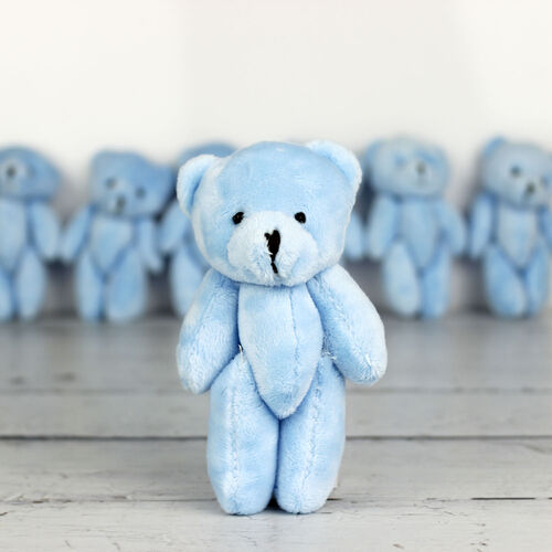 Büyük Boy Hareketli Peluş Ayıcık Anahtarlık Mavi 12'li Paket - Toptanalim