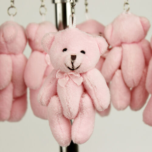 Hareketli Peluş Ayıcık Anahtarlık Pembe 12'li Paket - Toptanalim