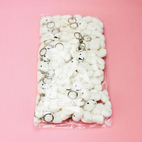 Hareketli Peluş Tavşan Anahtarlık Krem 12'li Paket - 3