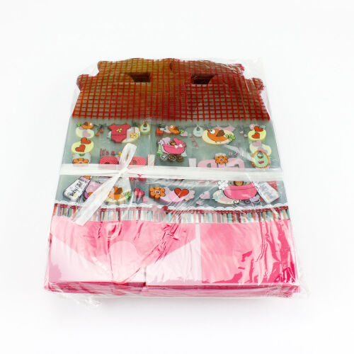 Hediyelik Desenli Asetat Kutu Pembe 12*24CM - Kare Dekor (1)