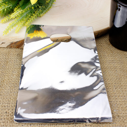 Hediyelik El Geçme Poşeti Gri 13X20CM 50'li Paket - Kare Dekor