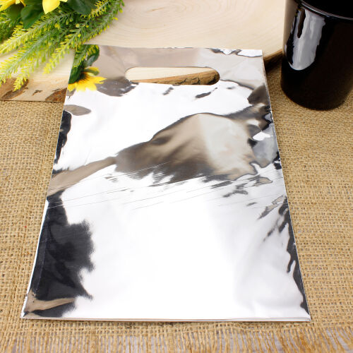 Hediyelik El Geçme Poşeti Gri 17x25CM 50'li Paket - Kare Dekor