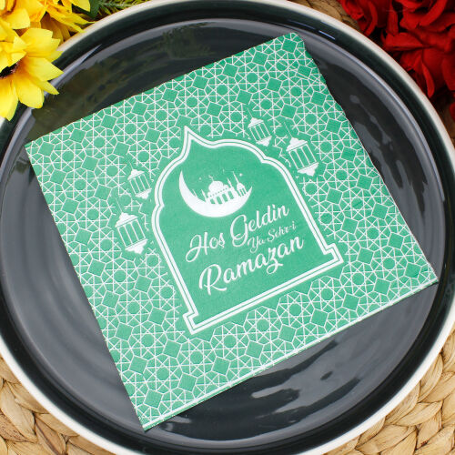 Hoşgeldin Ramazan Baskılı Peçete Yeşil 20'li Paket - Kare Dekor