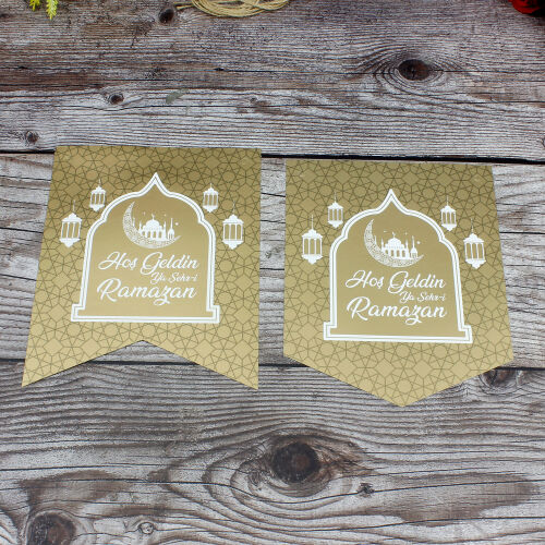 Hoşgeldin Ramazan Yazı Zarf Banner Gold - Kare Dekor (1)