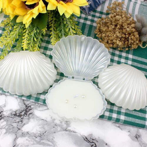 İncili Mum İstiridye 8CM - Kare Dekor