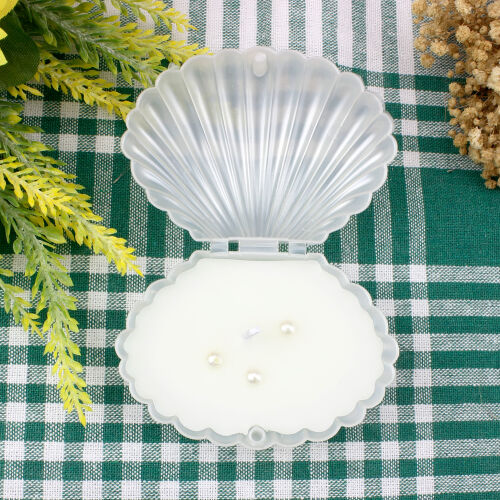 İncili Mum İstiridye 8CM - Kare Dekor (1)