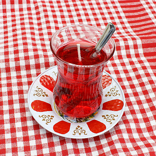 İstanbul Temalı İnce Belli Çay Bardağında Kokulu Jel Mum - 3