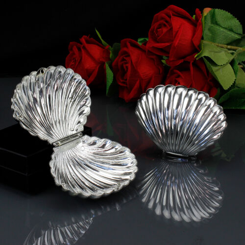 İstiridye Hediyelik Kutu Gümüş 8X6CM - Kare Dekor