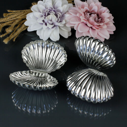İstiridye Hediyelik Kutu Gümüş 8X6CM - Kare Dekor (1)