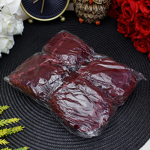 Kadife Lale Kese Bordo 7x9 cm (100’lü Paket) - 4