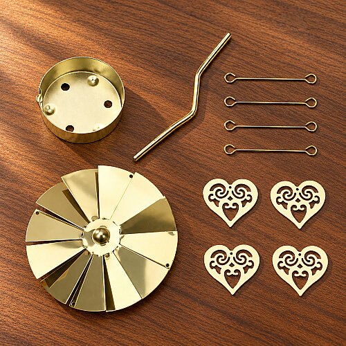 Kalp Figürlü Isı ile Dönen Metal Tealight Mumluk Gold - 3