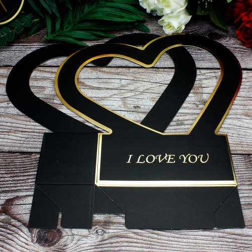 Kalpli Kağıt I Love You Çiçek Kutusu Siyah - 4