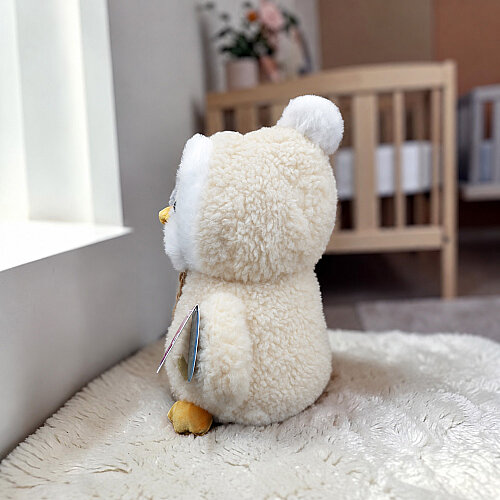  Kapüşonlu Sevimli Peluş Penguen Ekru 23 cm - Toptanalim (1)