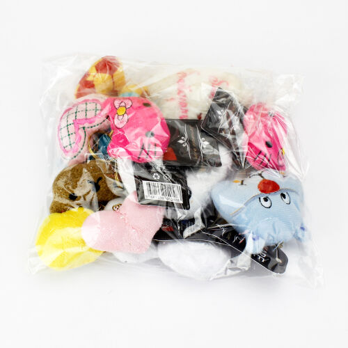 Karışık Peluş Anahtarlık 12'Li Paket - Kare Dekor