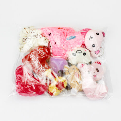 Karışık Peluş Anahtarlık 12'Li Paket - Kare Dekor (1)