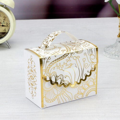 Karton Saplı Desenli Çanta Kutu 9CM - Kare Dekor