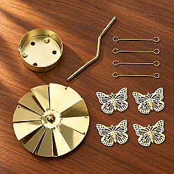 Kelebek Figürlü Isı ile Dönen Metal Tealight Mumluk Gold - 3