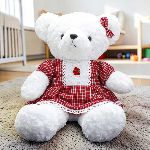 Kırmızı Elbiseli Kız Peluş Ayı 65 cm - Toptanalim