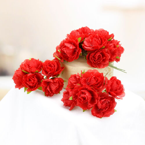 Kumaş Gül Kırmızı 48'Li Paket 3x10CM - Kare Dekor